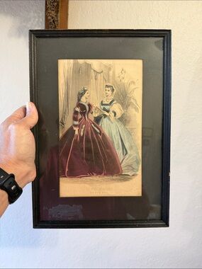 Vintage Framed Print from Les Modes Parisiennes Magazine, 1867 Victorian Era